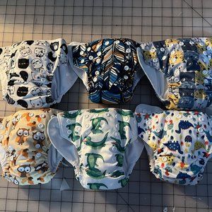 6 NB ALVABABY Pocket Diapers with Inserts - NO STAINING